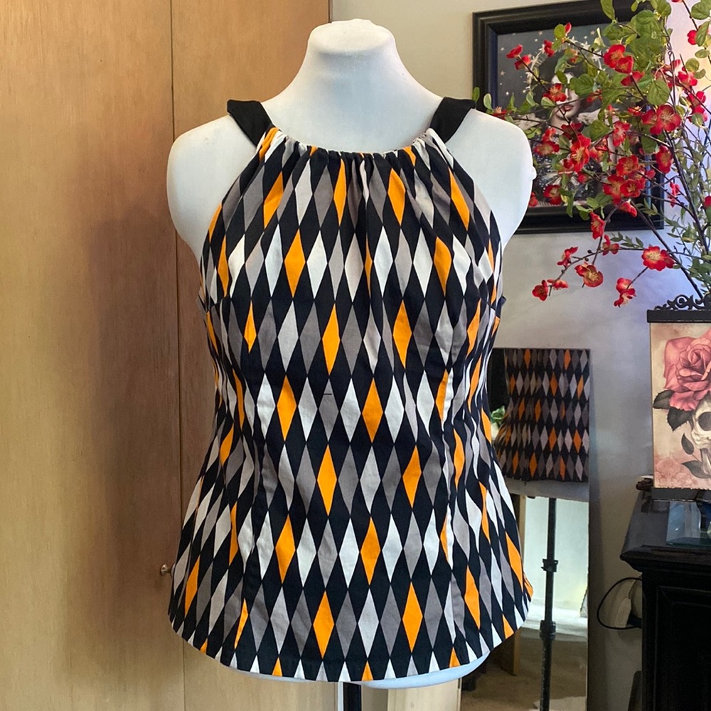 Halloween Harlequin Pinup Girl Clothing Blouse 2X